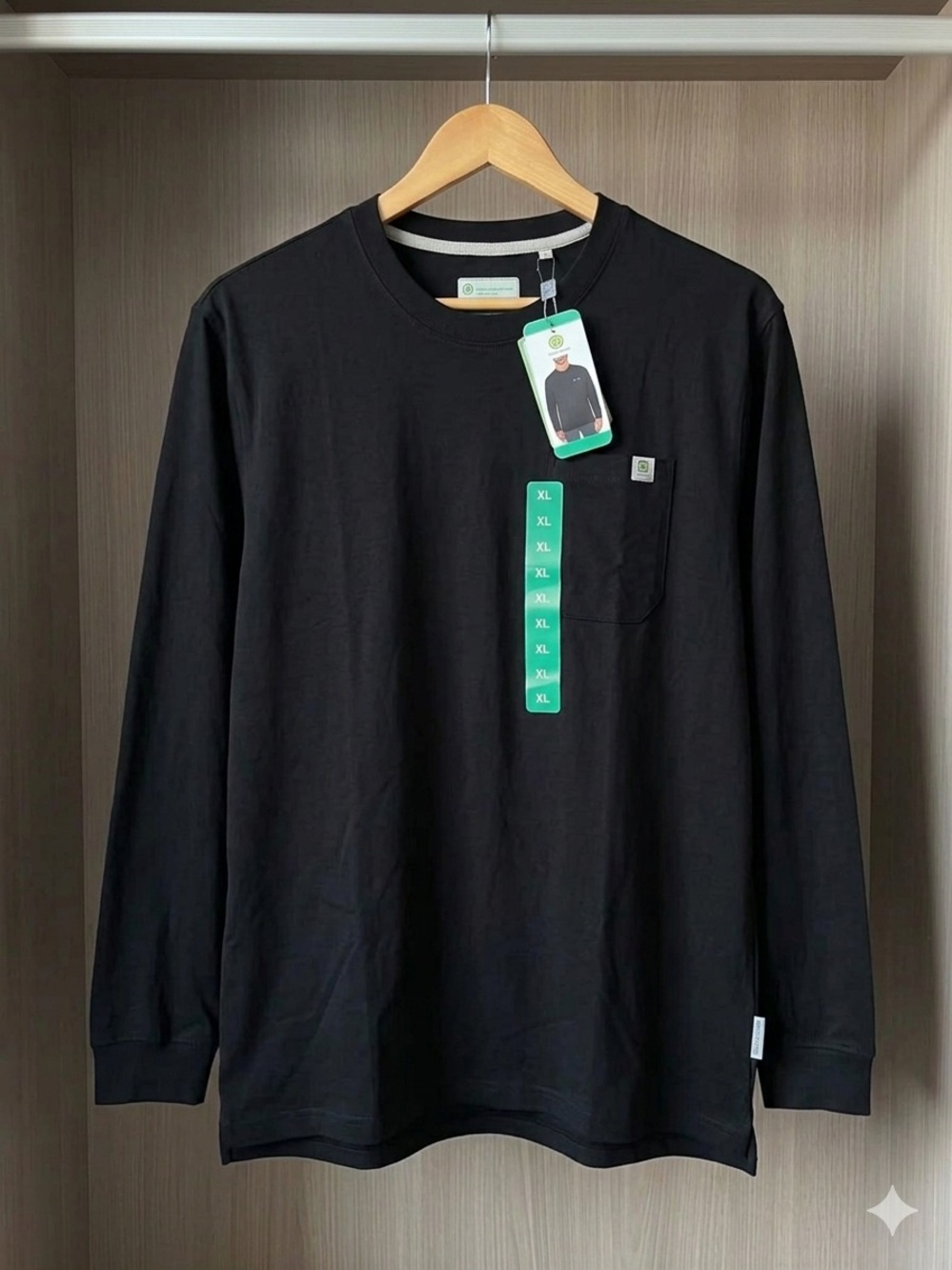NWT John Deere Men's Long Sleeve Pocket T-Shirt Black XL